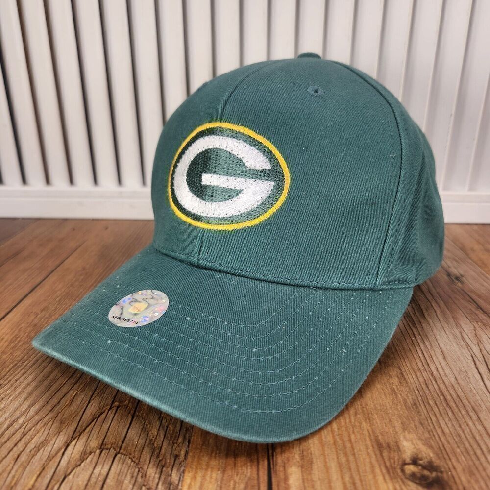 VINTAGE Logo 7 Green Bay Packers Hat Cap Strap Back Green NFL Football Logo Mens